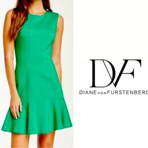 💚 Gorgeous Diane Von Furstenberg Kelly Green Ponte Knit Fit and Flare Jaelyn